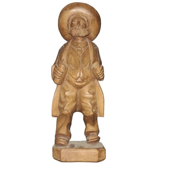 Large Vintage Hand Carved Wooden Man Statue - Picture 1 of 3